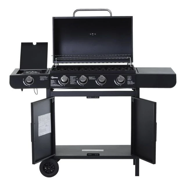 OUTSUNNY Deluxe 4 Burner BBQ Grill Steel Black 10 OUTSUNNY Deluxe 4 Burner BBQ Grill Steel Black - Image 8