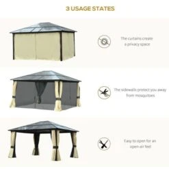 OUTSUNNY Hardtop Garden Gazebo Polycarbonate Brown 4.5m -GardenChic Elegant Shop 1653576605 17302000 pkrs0nfyjuxmkge7