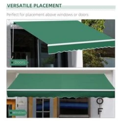 OUTSUNNY Manual Retractable Awning Green 4m -GardenChic Elegant Shop 1653579070 71614400 thuwmslfnb8sdrbu