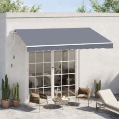 OUTSUNNY Manual Retractable Awning Grey 4m