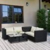 OUTSUNNY Rattan Sofa Storage Set Black 4 Seater
