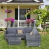 OUTSUNNY Wortley Rattan Furniture Corner Set Grey 5 Seater
