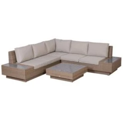 OUTSUNNY Winterhill Rattan Furniture Corner Set Beige 5 Seater -GardenChic Elegant Shop 1653636782 94564400 lrnn9xm9acub7kmg