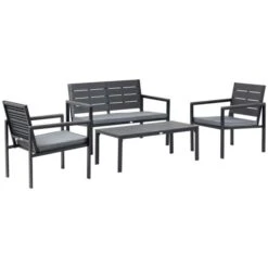 OUTSUNNY Garden Sofa Set Steel Black 4 Seater -GardenChic Elegant Shop 1653637439 94580300 837hqxaqgacnz9uc