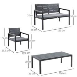 OUTSUNNY Garden Sofa Set Steel Black 4 Seater -GardenChic Elegant Shop 1653637440 96405100 ctbi2imlgq1cdzlg