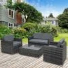 OUTSUNNY Camilla Rattan Sofa Set Grey 4 Seater