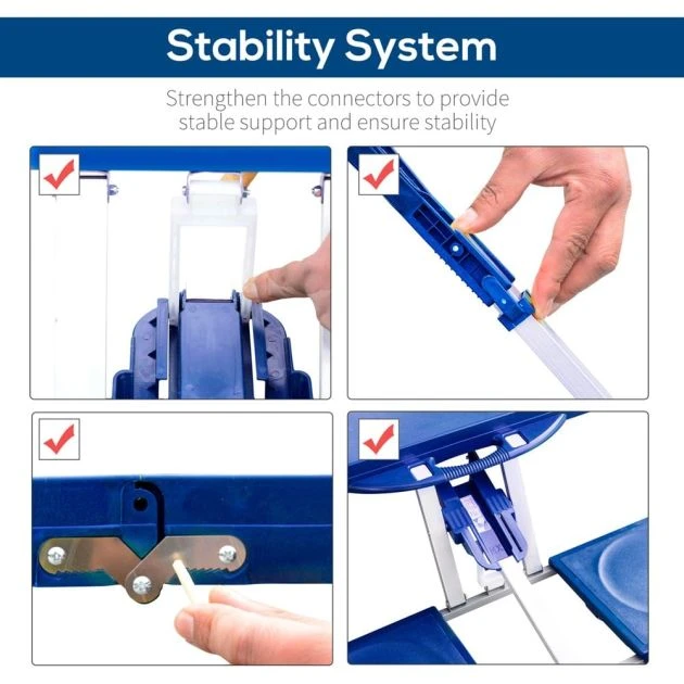 OUTSUNNY Portable Picnic Table Aluminium Blue 4 Seater 8 OUTSUNNY Portable Picnic Table Aluminium Blue 4 Seater - Image 6