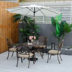 OUTSUNNY Outdoor Dining Set Aluminium Bronze 4 Seater