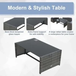 OUTSUNNY Chatsworth Rattan Garden Furniture Set Grey 4 Seater 14 OUTSUNNY Chatsworth Rattan Garden Furniture Set Grey 4 Seater -GardenChic Elegant Shop 1653639139 98569900 lzmt2otdlrbvh583