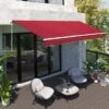 OUTSUNNY Lisbon Manual Awning Red 4m