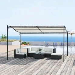 OUTSUNNY Garden Canopy Metal Cream 4m