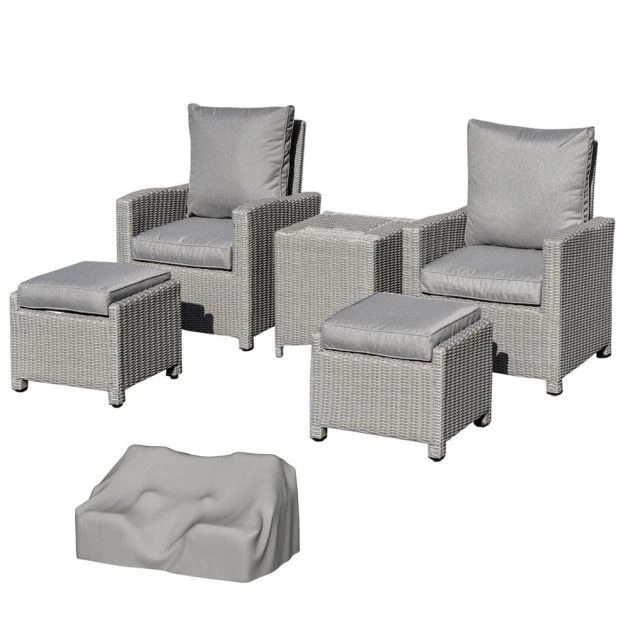 OUTSUNNY Budapest Rattan Lounge Set Beige 2 Seater 5 OUTSUNNY Budapest Rattan Lounge Set Beige 2 Seater - Image 3