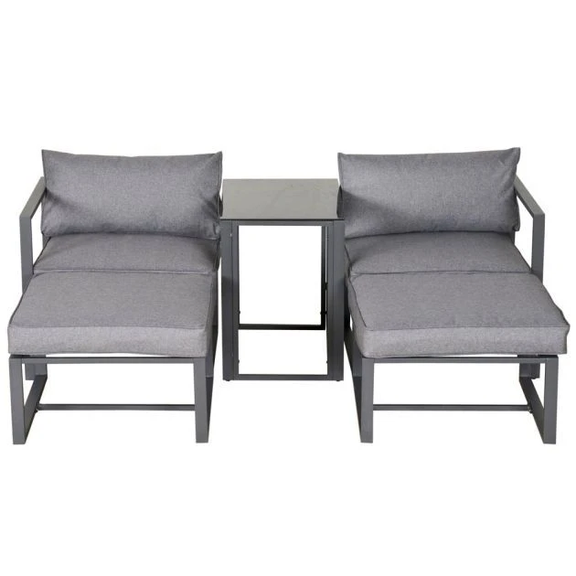 OUTSUNNY Moscow Aluminium Lounge Set 5 Piece Grey 5 OUTSUNNY Moscow Aluminium Lounge Set 5 Piece Grey - Image 3