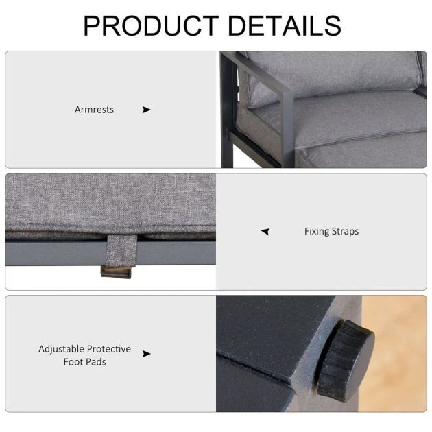 OUTSUNNY Moscow Aluminium Lounge Set 5 Piece Grey 9 OUTSUNNY Moscow Aluminium Lounge Set 5 Piece Grey - Image 7