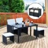 OUTSUNNY Cadiz Rattan Dining Set Black 4 Seater