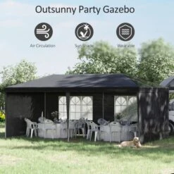 OUTSUNNY Madrid Garden Gazebo Party Tent Black 6 X 3m -GardenChic Elegant Shop 1653914724 40397000 2orz4xbs1gauyrl1