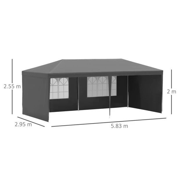 OUTSUNNY Marsailles Garden Gazebo Party Tent Grey 6 X 3m 4 OUTSUNNY Marsailles Garden Gazebo Party Tent Grey 6 X 3m - Image 2