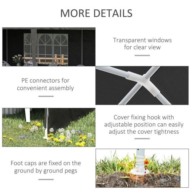 OUTSUNNY Marsailles Garden Gazebo Party Tent Grey 6 X 3m 7 OUTSUNNY Marsailles Garden Gazebo Party Tent Grey 6 X 3m - Image 5