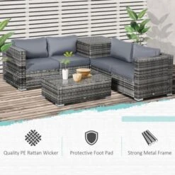 OUTSUNNY Paris Rattan Corner Sofa Set Grey 4 Seater -GardenChic Elegant Shop 1653915106 45896800 n2kriv3zdo9cwg0a