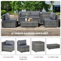 OUTSUNNY Paris Rattan Corner Sofa Set Grey 4 Seater -GardenChic Elegant Shop 1653915107 98497000 0ctobpr6svzdyggx
