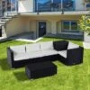 OUTSUNNY Venice Rattan Sofa Set Black 4 Seater