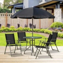 OUTSUNNY Bistro Set Texteline Black 6 Piece