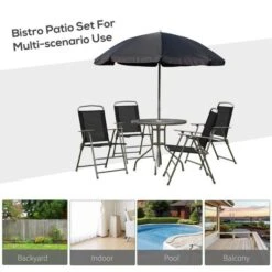 OUTSUNNY Bistro Set Texteline Black 6 Piece -GardenChic Elegant Shop 1653917838 99833400 6dcjdivhu3b78n49