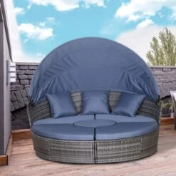 OUTSUNNY Kyiv Rattan Daybed Set Grey 6 Seater