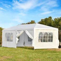 OUTSUNNY Garden Gazebo With Removable Walls White 6m