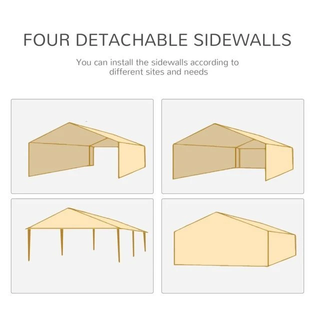 OUTSUNNY Garden Gazebo With Removable Walls White 6m 6 OUTSUNNY Garden Gazebo With Removable Walls White 6m - Image 4