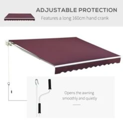 OUTSUNNY Retractable Manual Awning Wine Red 4m -GardenChic Elegant Shop 1653921940 84290900 ooxmngfzqqoppduu