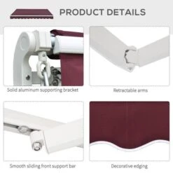 OUTSUNNY Retractable Manual Awning Wine Red 4m -GardenChic Elegant Shop 1653921943 25374900 mofnjd25z13gyx6k
