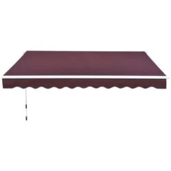 OUTSUNNY Retractable Manual Awning Wine Red 4m -GardenChic Elegant Shop 1653921944 41846300 bgtlhwworxotjgzo