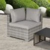 OUTSUNNY Hamburg Rattan Corner Sofa Grey 1 Seater