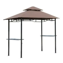OUTSUNNY Garden Gazebo Double Tier Brown 2.5m -GardenChic Elegant Shop 1653922507 93218500 qvo0wbejbphhvzxs