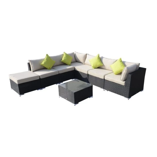 OUTSUNNY Nantes Rattan Sofa Set Black 7 Seater 5 OUTSUNNY Nantes Rattan Sofa Set Black 7 Seater - Image 3