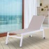 OUTSUNNY Garden Lounger Aluminium White