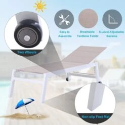 OUTSUNNY Garden Lounger Aluminium White -GardenChic Elegant Shop 1654001359 60552100 puceyuhacuovhsxn