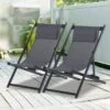 OUTSUNNY Folding Deck Chairs Aluminium Deep Grey 2 Seater -GardenChic Elegant Shop 1654001500 18613600 ubsyxjkzprltdffr