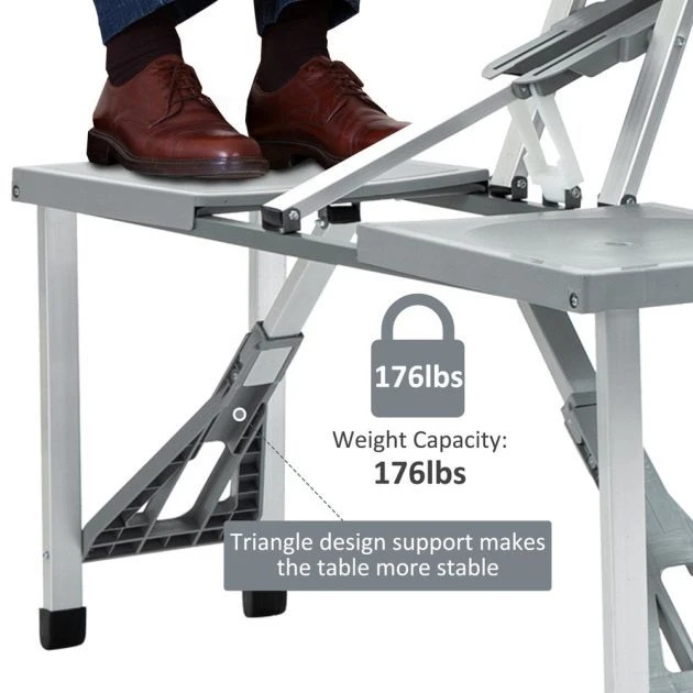 OUTSUNNY Portable Aluminium Picnic Table 4 Seater 7 OUTSUNNY Portable Aluminium Picnic Table 4 Seater - Image 5