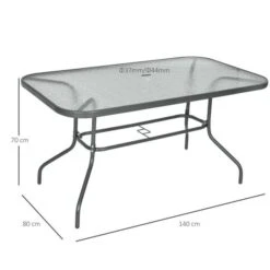 OUTSUNNY Garden Table Curved Metal Grey 1.4 X 0.8m -GardenChic Elegant Shop 1654003491 59549000 ovmxzgsarbzaq2po