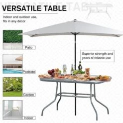 OUTSUNNY Garden Table Curved Metal Grey 1.4 X 0.8m -GardenChic Elegant Shop 1654003492 67426200 dgf5nuoblw3rrliy