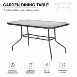 OUTSUNNY Garden Table Curved Metal Grey 1.4 X 0.8m -GardenChic Elegant Shop 1654003496 62136500 et776vusjq8rlt6m