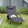OUTSUNNY Rocking Sun Lounger Aluminium Black