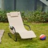 OUTSUNNY Rocking Sun Lounger Aluminium White