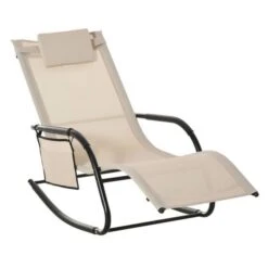 OUTSUNNY Rocking Sun Lounger Aluminium White -GardenChic Elegant Shop 1654008859 95177000 uy6vte08y966achu
