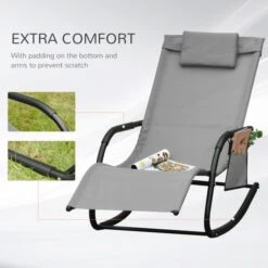 OUTSUNNY Rocking Sun Lounger Aluminium Light Grey 16 OUTSUNNY Rocking Sun Lounger Aluminium Light Grey -GardenChic Elegant Shop 1654009183 30545700 gyzjw2xfrhwu6sny