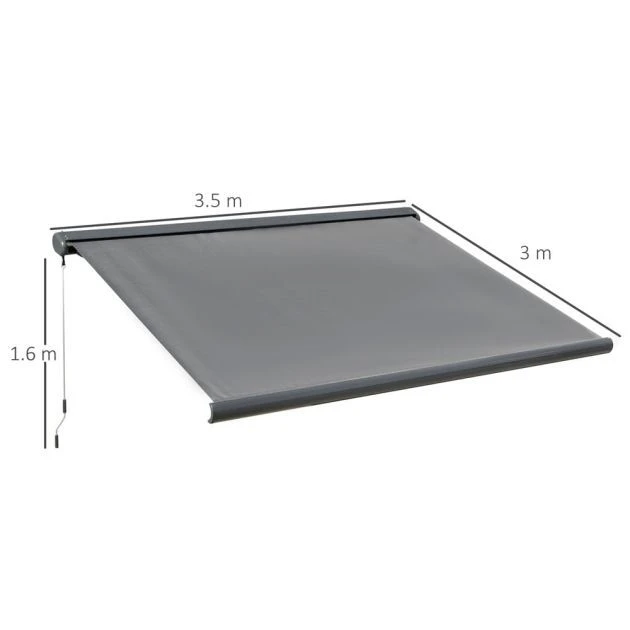 OUTSUNNY Electric Retractable Awning Dark Grey 3.5m 4 OUTSUNNY Electric Retractable Awning Dark Grey 3.5m - Image 2