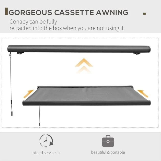 OUTSUNNY Electric Retractable Awning Dark Grey 3.5m 8 OUTSUNNY Electric Retractable Awning Dark Grey 3.5m - Image 6