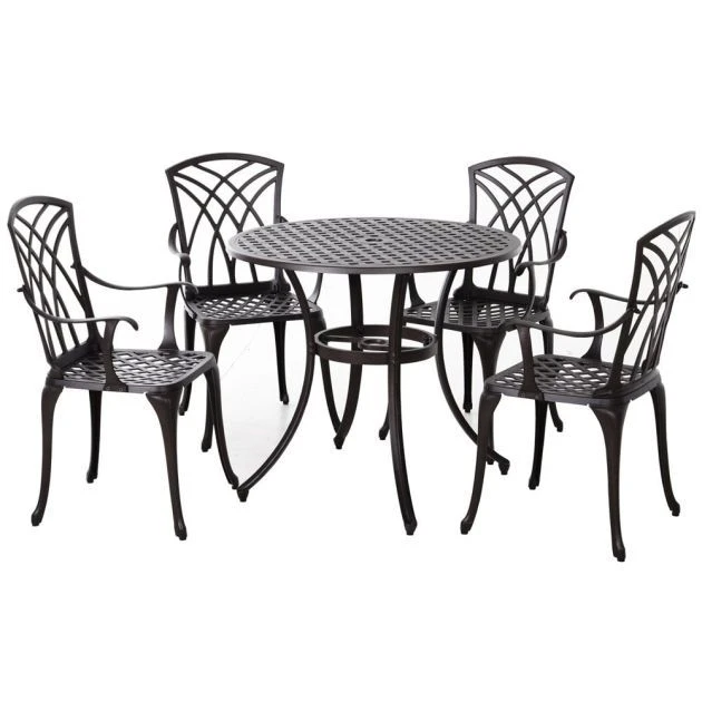 OUTSUNNY Garden Dining Set Aluminium Brown 4 Seater 5 OUTSUNNY Garden Dining Set Aluminium Brown 4 Seater - Image 3